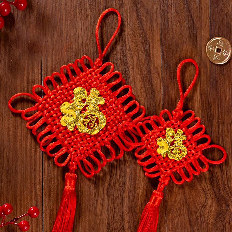 1pc Chinese Knot 2025 Spring Festival Ornaments Handmade Tassels Ornaments Home Decor with Fu Character Hanging Pendant