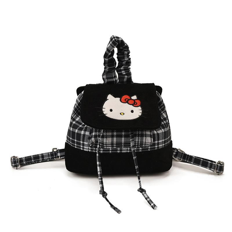 Autumn And Winter Children'S Backpack Cute Cat Boys And Girls Plaid Backpack Kindergarten Baby Schoolbag