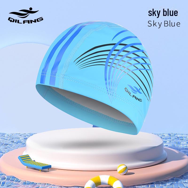 Шапочка для плавания унисекс для взрослых с длинными волосами - модный принт, удобная защита ушей, водонепроницаемая ПУ M016