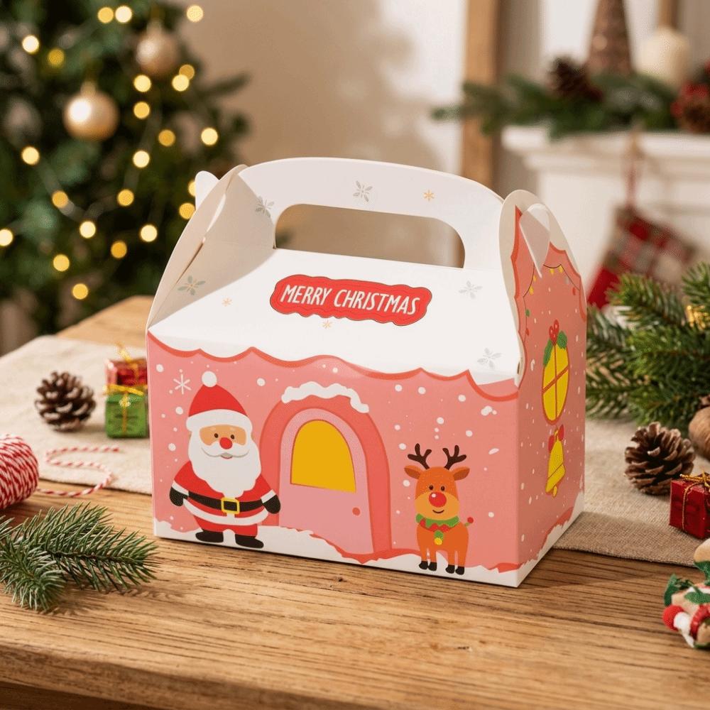 10Pcs Cartoon Print Bakery Dessert Box Paper Christmas Candy Container Theme Decoration