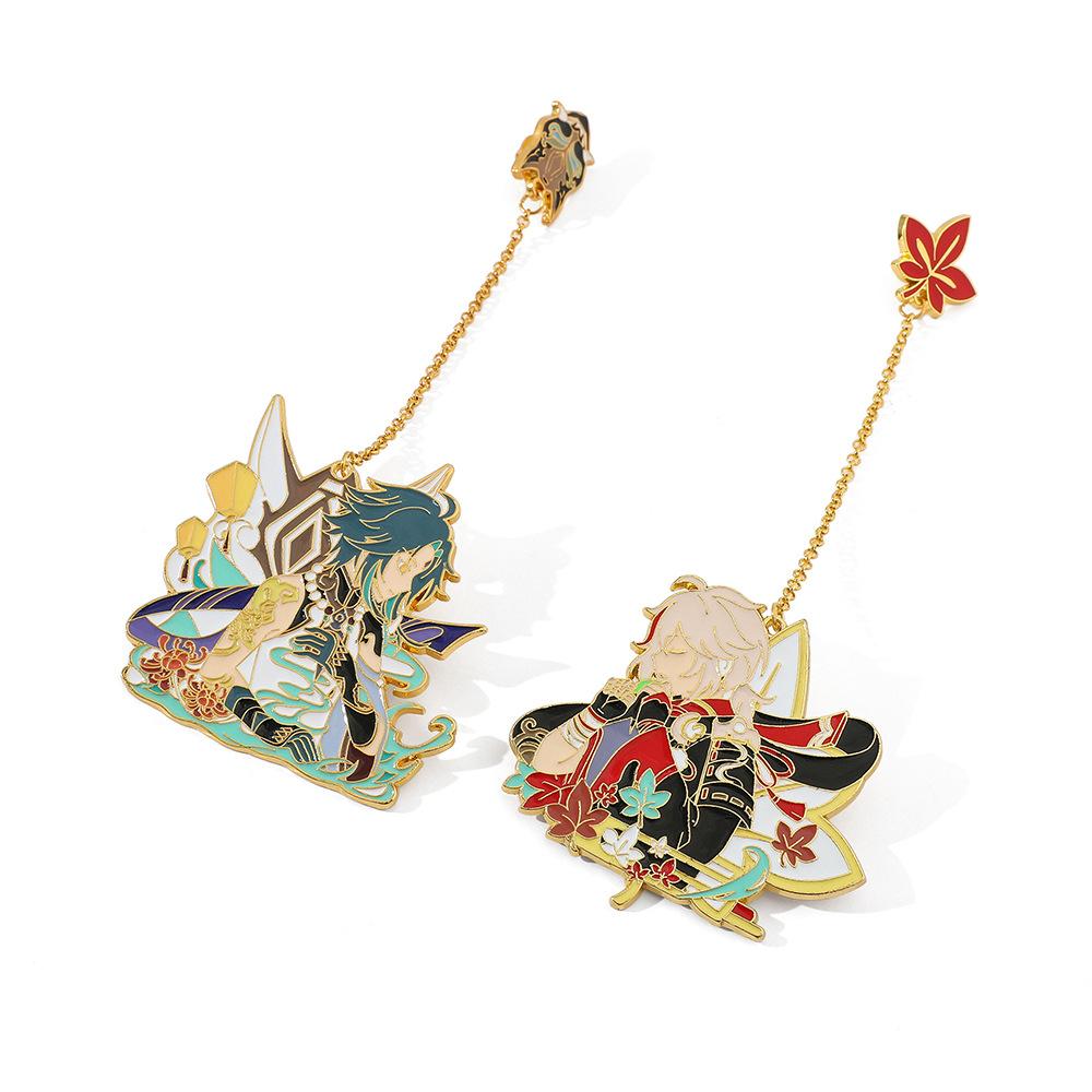 Эмалированные булавки Genshin Impact Xiao Kaedehara Kazuha Venti, брошь-булавка, металлический значок, коллекция пуговиц, сувенир, подарок для косплея
