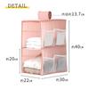 mitas Pink Hanging Storage Rack with Storage Bag, Two-Tier Storage, Case, Hooks, Hanging Rack, 3D Hanger, Space-Saving, Compact, for Clothes,