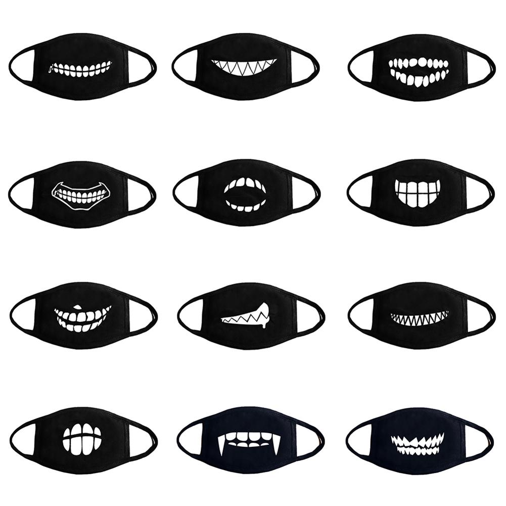 Женщины Мужчины Хлопок Маски Для Лица Шаблон Твердые Черные Маски Мода Симпатичные Половина Лица
