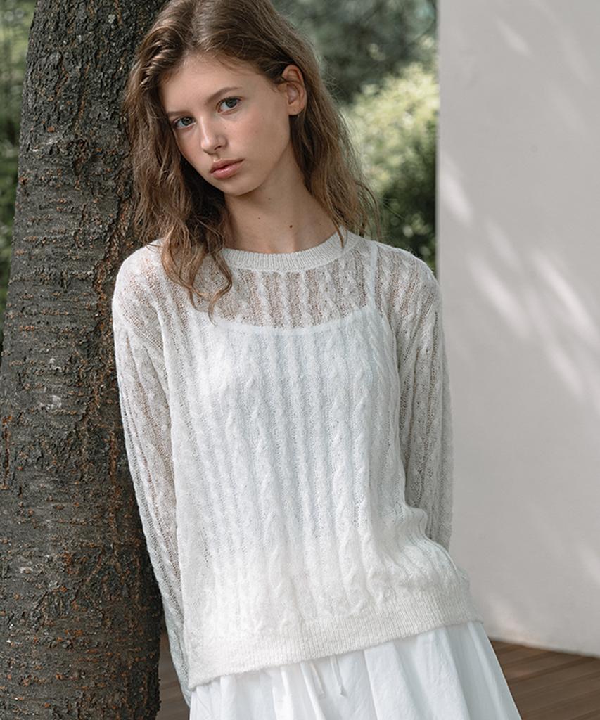 LAMINEZ Sheer Cable Knit - Mint