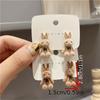 1 Pair of Cute Plush Teddy Bear Earrings for Girls, Rabbit Earrings As Christmas Birthday Party Gifts