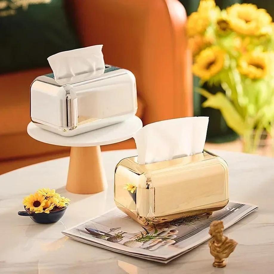 Light Luxury Electroplated Tissue Box Home Living Room Desktop Creative Tissue Storage Retro Baby Wet Wipes Drawer Paper Box