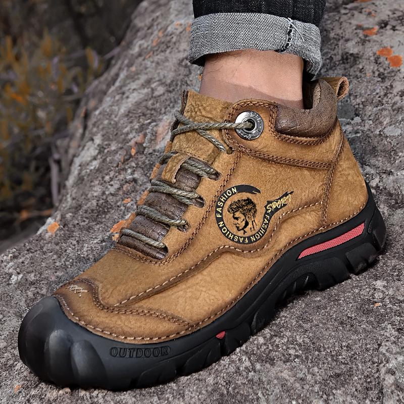 Genuine Leather Men Shoes Sneakers Waterproof Outdoor Men Boots Comfortable Men Walking Hiking Shoes