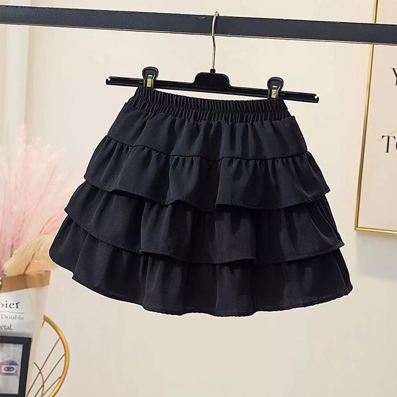 Юбки-торты с оборками для девочек, 2 цвета, 120-160, детская юбка с высокой талией, милая, милая, корейская, нежная, кавайная, А-силуэт