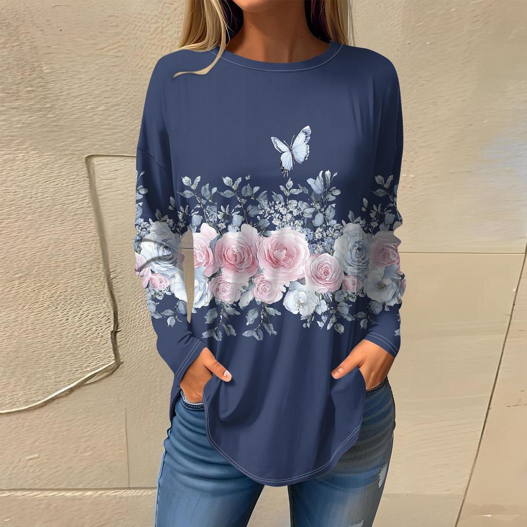 Футболки для женщин, осенние повседневные рубашки с длинным рукавом, толстовка, винтажный топ с графическим принтом, пуловер