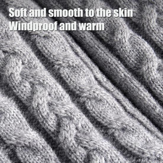 Thermal Knit Gloves for Winter Double-Layer Fleece Lined Windproof Mittens