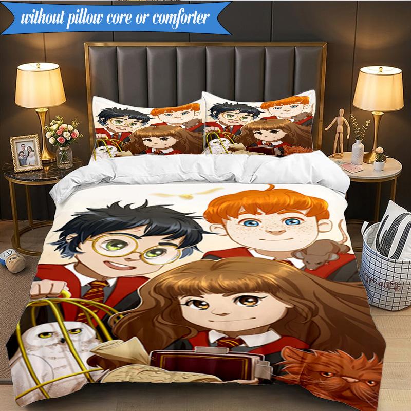 Magic School Adventure 3pcs K-pop music group Bedding set,Ideal for Bedroom, Dormitory,Including Duvet Cover And 2pcs Pillowcases,Fan gifts