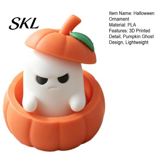 Ghost Style Decor Halloween Ornament, 3D Printed Pumpkin Design Figure, Figure Mini Desktop Decoration for Scented Candles