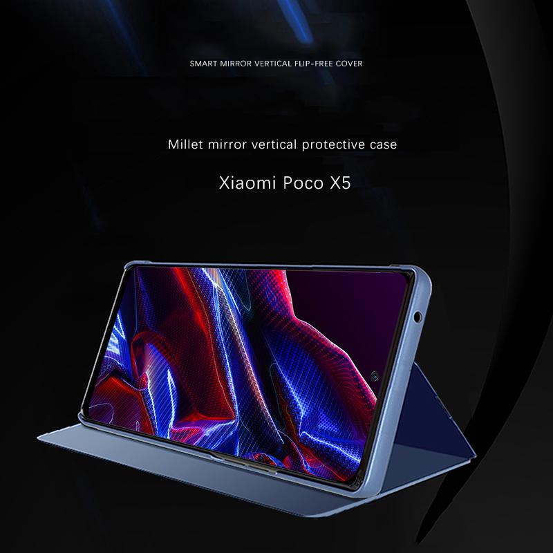 Кожаный зеркальный раскладной чехол для телефона Xiaomi Poco X5 Pro 5G Poko Pocco X 5 5X X5Pro PocoX5 PocoX5Pro, чехол для телефона