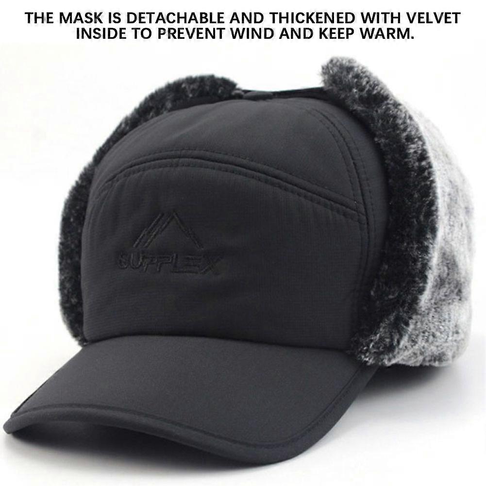 Thickened Windproof Thermal Trapper Hat with Ear Flaps, Full Face Warmer Cover Warm Snow Hat Russian Ushanka Dad Cap Headwear