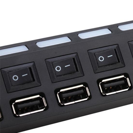 USB2.0 4-портовый USB-разветвитель Стандартный концентратор проводов Металлический Plug and Play Светодиодная полоса-переключатель для компьютера