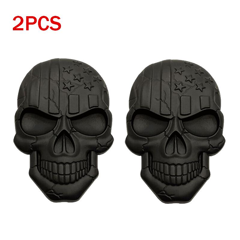 2x 3D Большой Черный Металлический Череп Скелет Злая Кость Эмблема Автомобиля Значок Наклейка