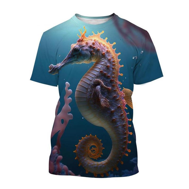 Sea Animals Seahorse T Shirt Men's 3d Print Short Sleeves Summer Tops T-Shirts Outdoor Casual Plus Size Tees Top Women Clothing