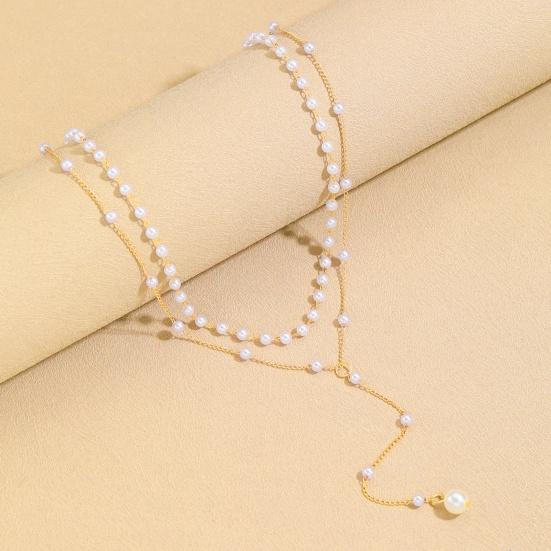 Золотое ожерелье из искусственного жемчуга для женщин, двухслойный чокер-цепочка из искусственного жемчуга, для подарков на день рождения, свадьбу, годовщину