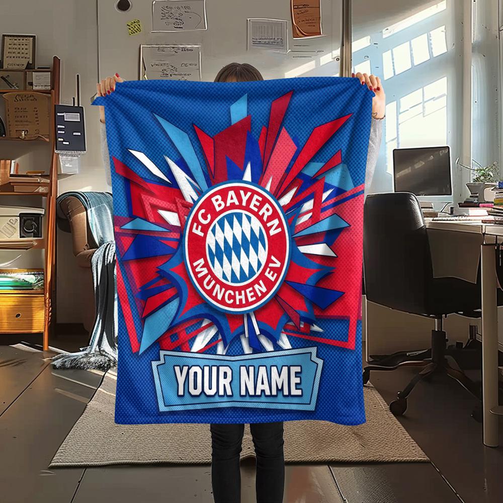 Custom Name Bayern Munich Flannel Blanket, High quality Comfortable for All Seasons, Home Decor, Warmth and Comfort
