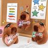 Green Guitar Capybara Plush Toy Short Fur Musical Student Backpack Keychain Cute Collectible Gift