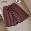 Women Summer Elastic Waist Wide Leg Pants Drawstring Shorts Beach Shorts Loose Casual Solid Color