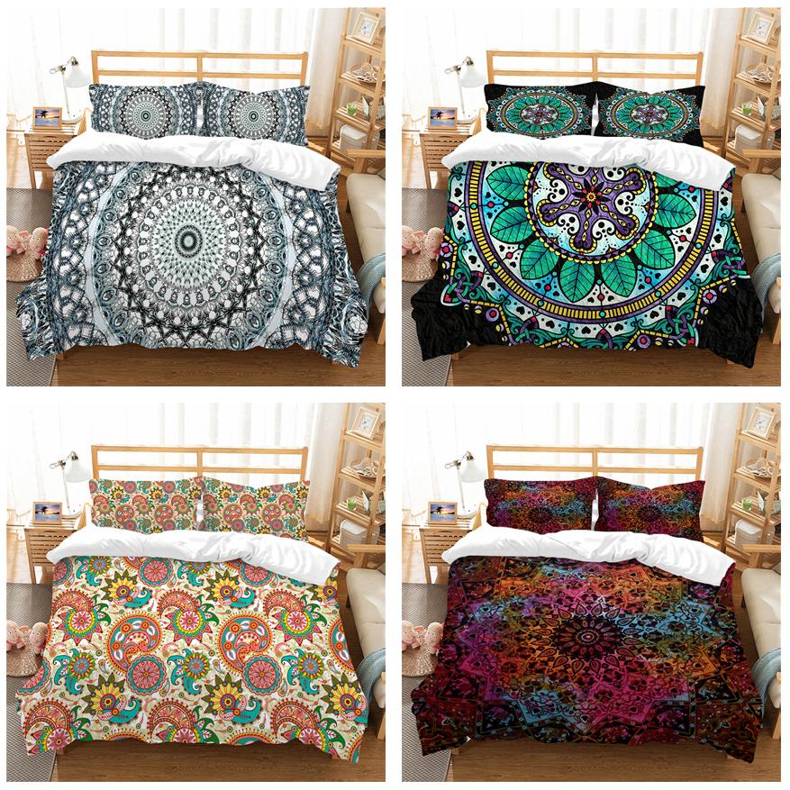 Комплект постельного белья для дома в богемном стиле с принтом дурмана, пододеяльник, наволочка, простыня/двуспальная кровать, 2/3 предмета, украшение для спальни