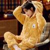 Plus Velvet Winter Women's Warm Home Clothes Sleepwear Ladies Flannel Thick Coral Fleece Cute Cartoon Pajamas Large Size Pijama