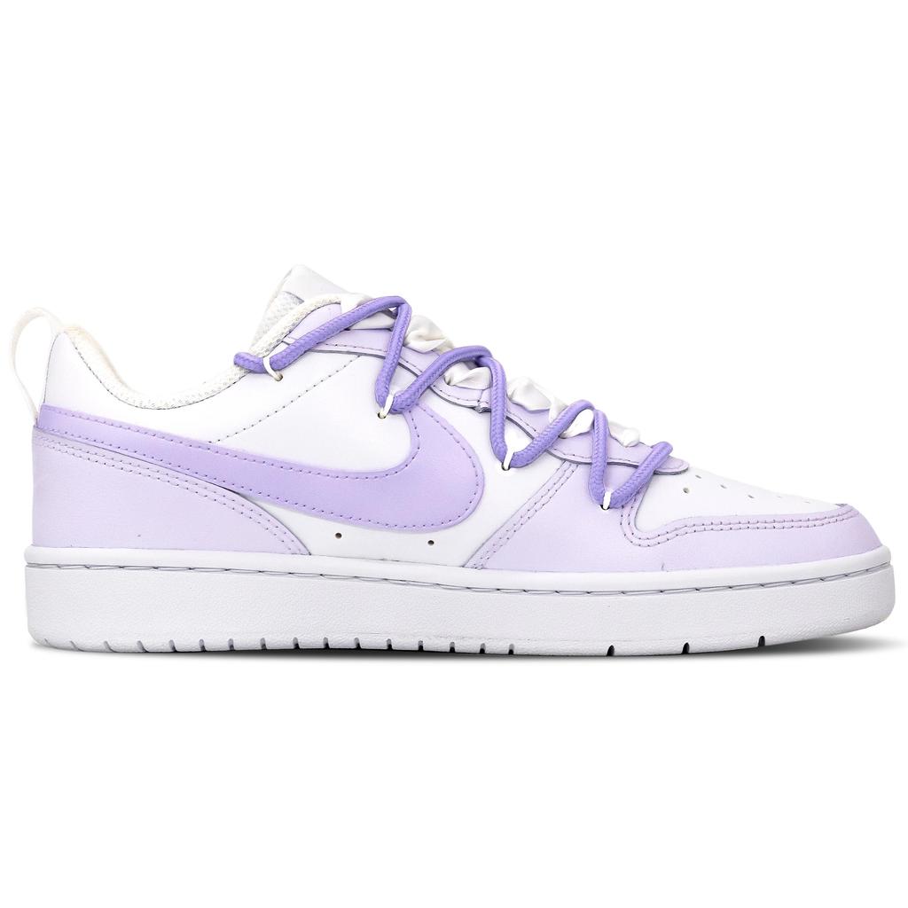 Nike Кроссовки для скейтборда Court Borough Кожаные Нескользящая Подошва Устойчивые к истиранию Низкие Бело-Фиолетовые GS BQ5448-100(Команда52-)