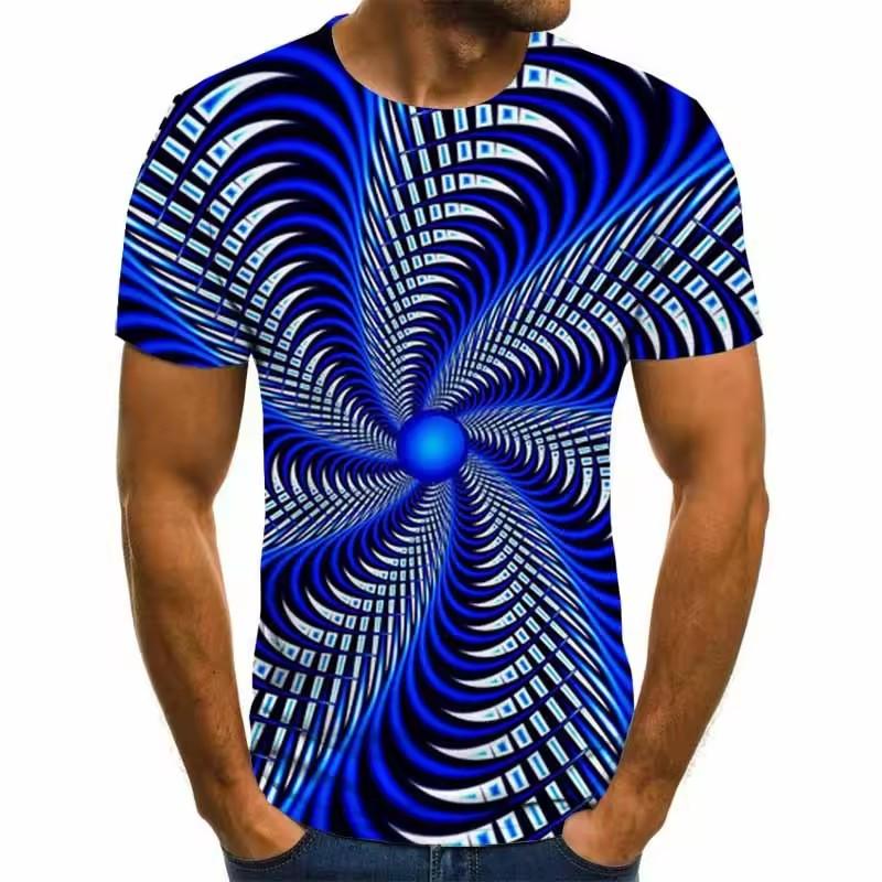 Футболка с принтом Vertigo Hypnosis 3D, мужская и женская модная футболка, летняя повседневная абстрактная рубашка с короткими рукавами
