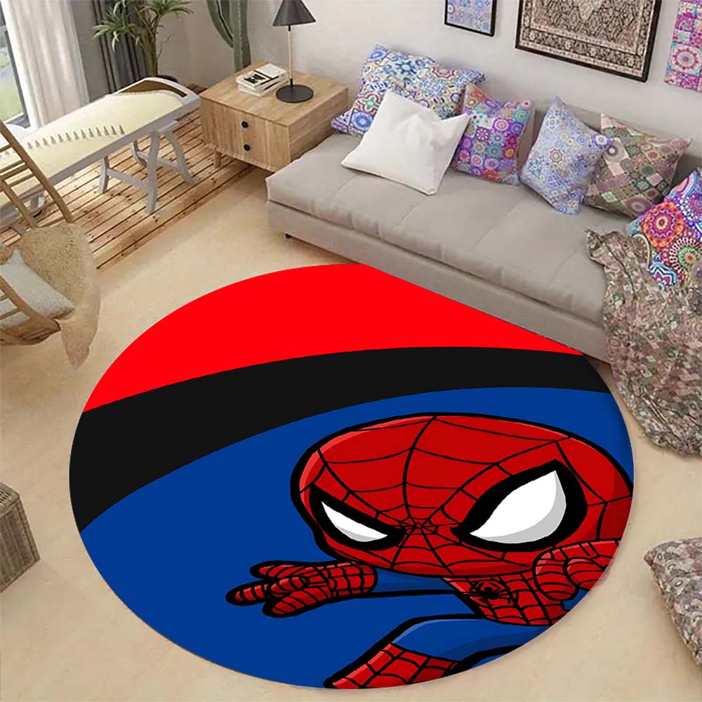 Cool Spider-Man cartoon print round carpet, bedroom, living room and office rotating chair carpet, home decoration