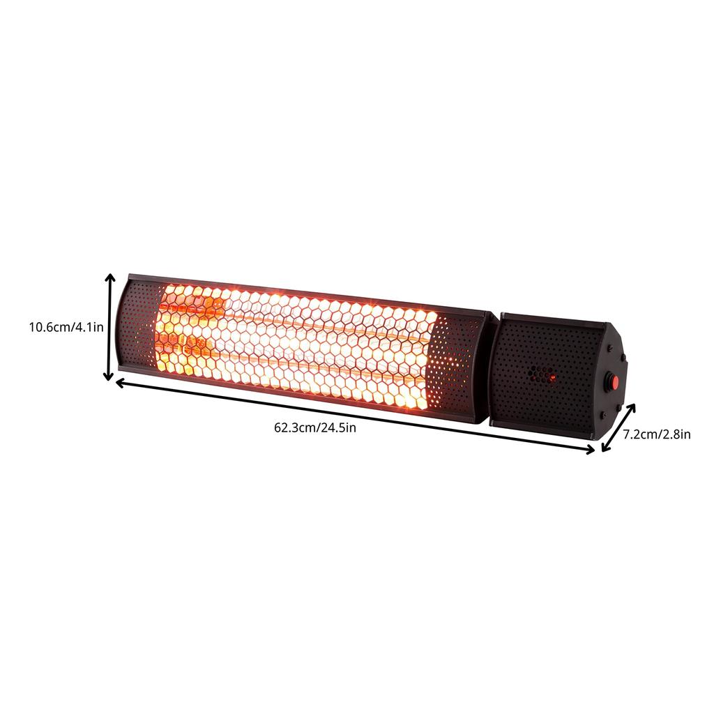 Infrared heater with remote control, wall-mounted