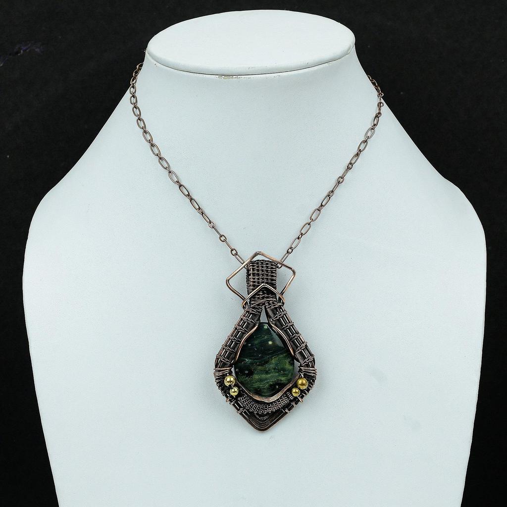 Подвеска Ocean Jasper, подвеска из медной проволоки с драгоценным камнем, потрясающая медная бижутерия, совершенно новая подвеска ручной работы, потрясающий подарок для друга