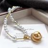 Vintage High-Gloss Perfect Circle Artificial Crystal Pearl Sweater Chain Necklace Collarbone Chain Pendant