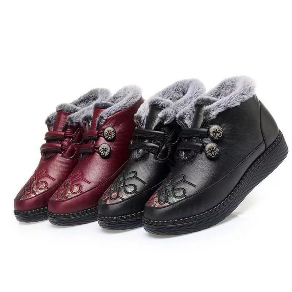 Mother Cotton Shoes Women's Winter Velvet Old Beijing Cotton Shoes Grandma Shoes Non-slip Soft Sole Thickened Warm Snow Boots for the Elderly