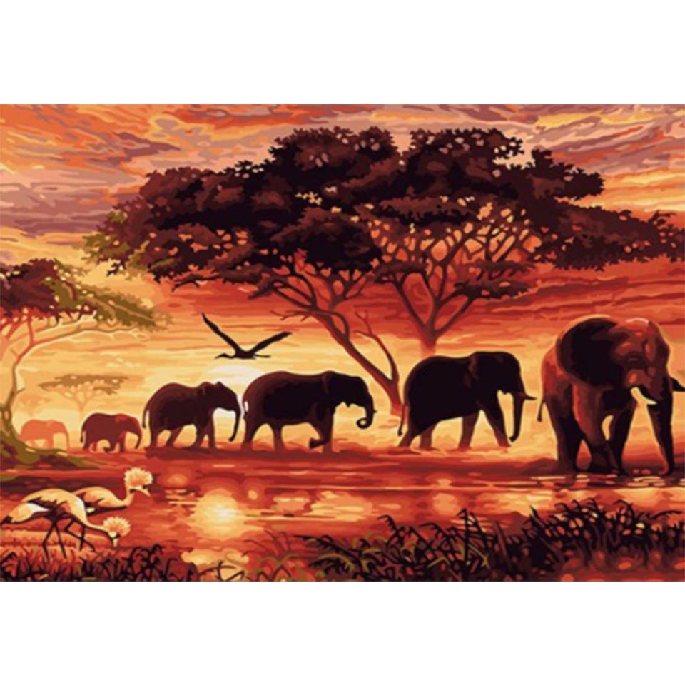 5D DIY Diamond Painting Animal Elephant Rhinestone Picture Full Diamond Embroidered Elephant Mosaic Art Furniture Decoration