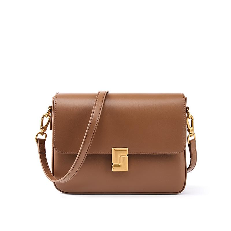Leather Bag Women's Bag Crossbody Bag Women's Commuter Shoulder Tofu Bag Small Square Bag Cowhide Bag