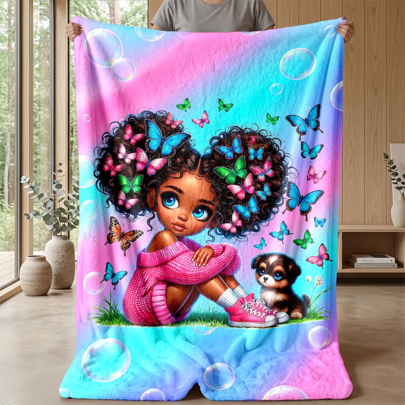 Butterfly Dreams in Pastel blanket Personalized Name Flannel Blanket Soft Cozy Plush Throw for Sofa Bed Lightweight Home Decor