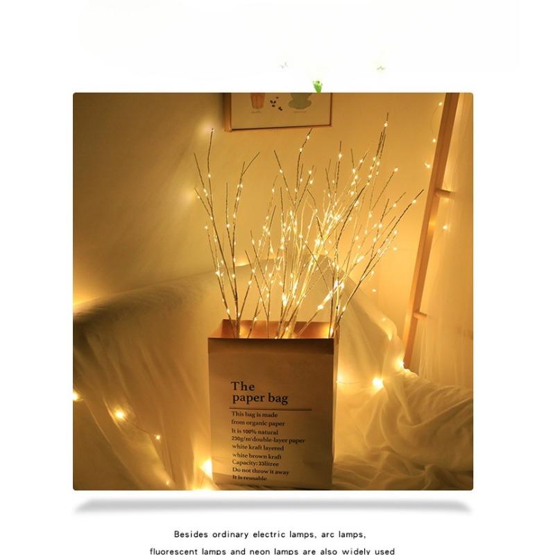 Светодиодная гирлянда из веток белой березы - Декор из веток на батарейках для Рождества/Свадьбы/Вечеринки, Декоративное освещение для помещений/улицы