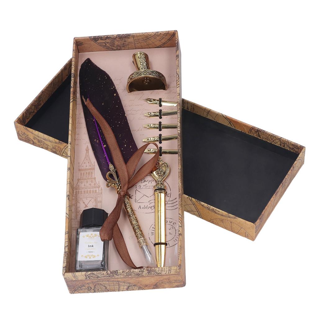 Pen Set with 5 Interchangeable Nib Letter Opener Pen Empty Bottle Quill Pen Set f