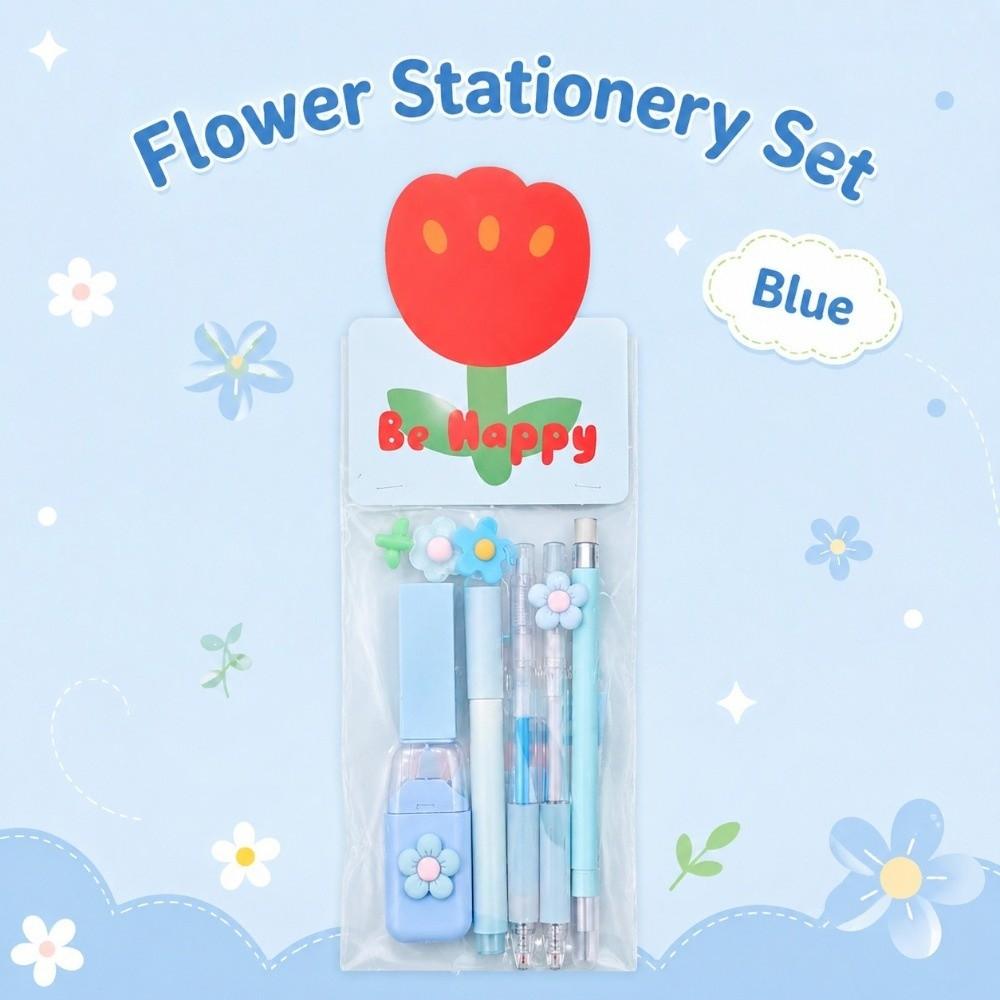 Dreamy Flower Stationery Kit 8-in-1 Ballpoint Pen Multi-functional Correction Tape Students