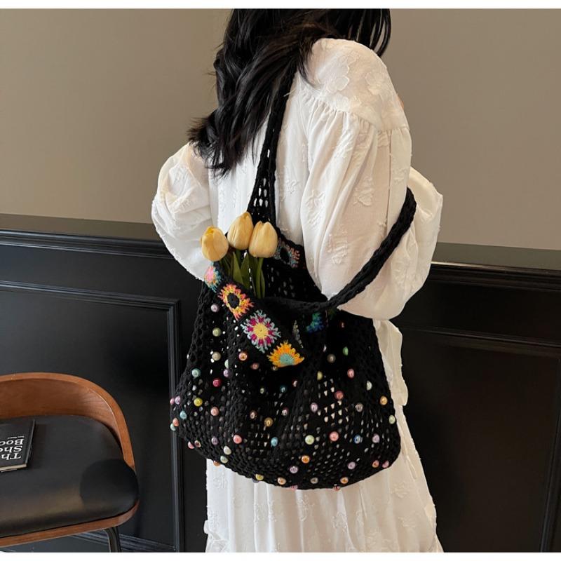 Модная вязаная сумка женская новая вязаная сумка-тоут модная сумка-тоут большой вместимости сумка для отпуска пляжная сумка