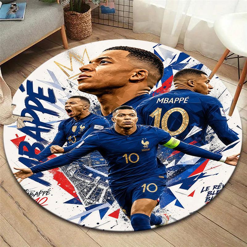 France National Football Team Round Area Rug,Carpet Rug for Living Room Bedroom Sofa Playroom Decor,Non-slip Floor Mat