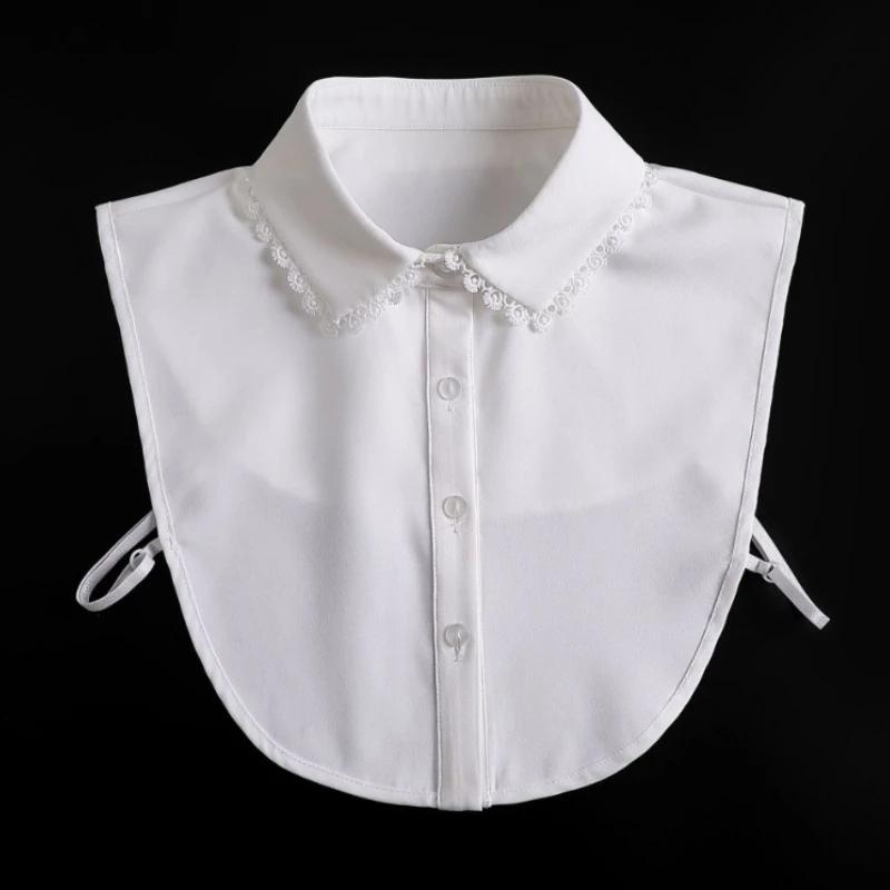 Woman Shirt False Collar Embroidery Lace Faux Col Half Shirt Blouse Fake Collars Sweater Shirt Detachable Collars Accessories