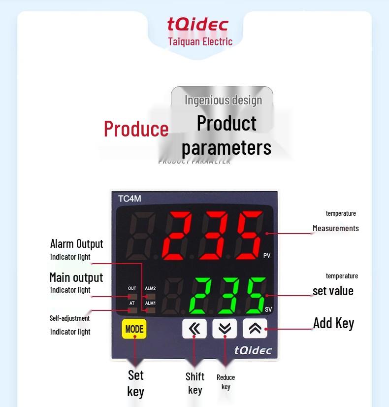 Цифровой регулятор температуры Taiquan TC4S с интеллектуальной ПИД-регулировкой
