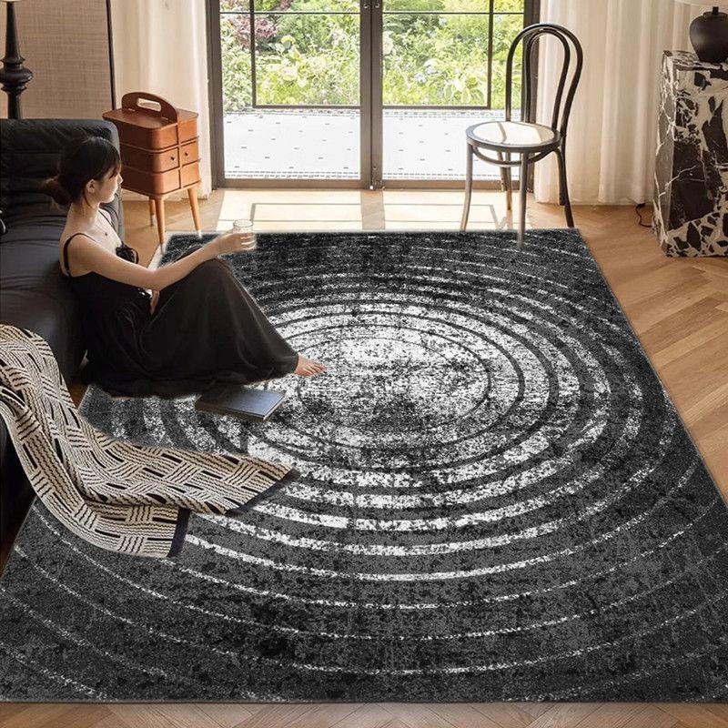 Black and White Carpet Living Room Carpet Light Luxury Style Dark Color Bedroom Abstract Sofa Comfortable and Dirt Resistant