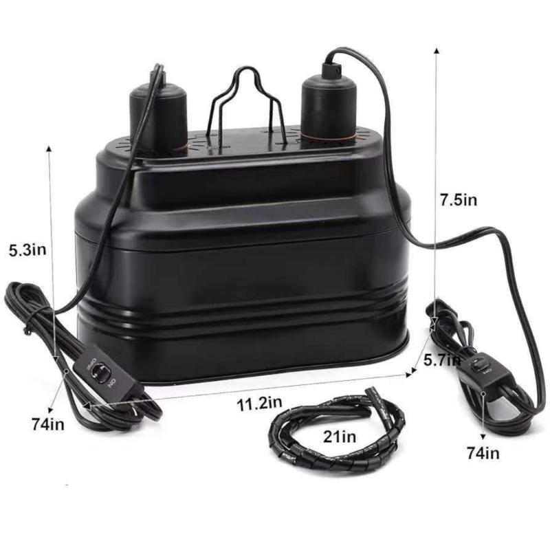 Snake Heating Light Twin Coffer Clock Control 160W Deep Coffer Design for Tort Amphibians 110V