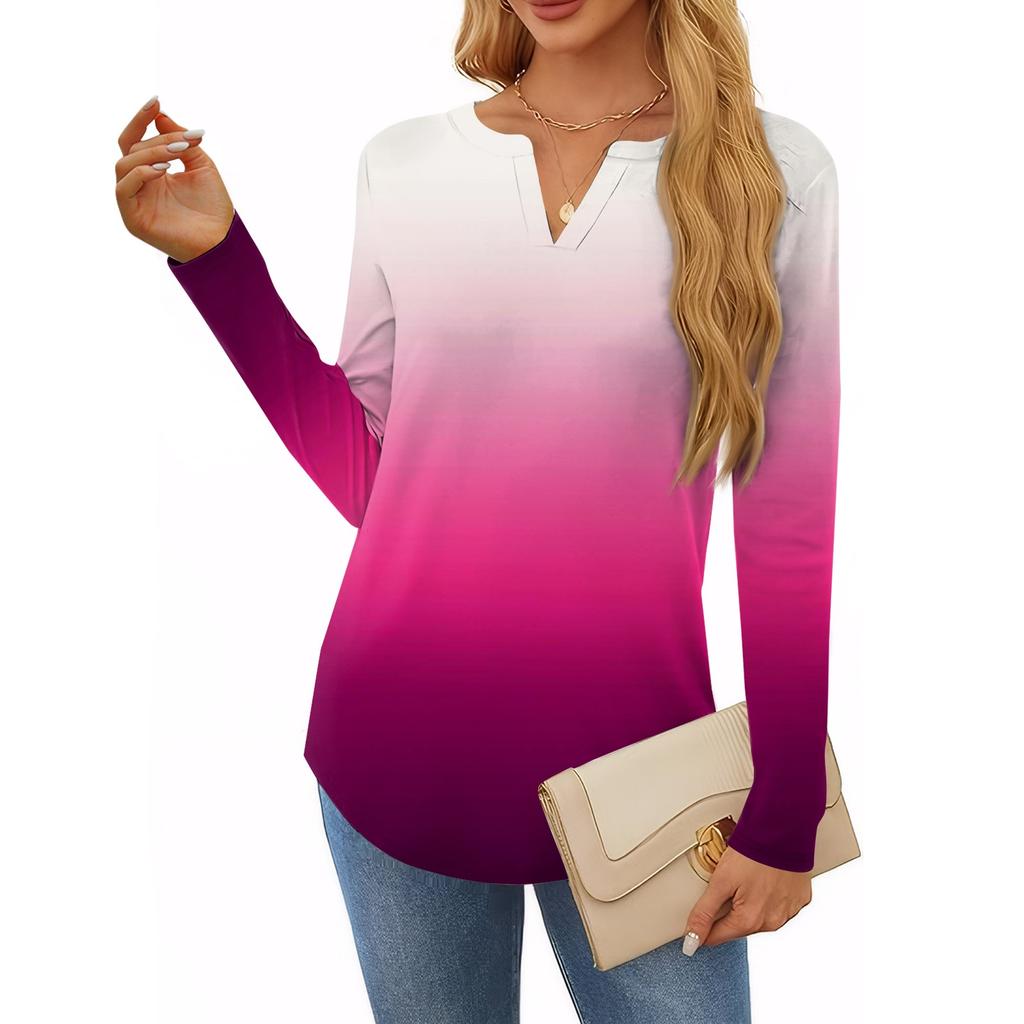Women's T Shirt Tee Print Long Sleeve Daily Weekend Fashion Basic V Neck Regular Top