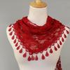 Lace Triangle Scarf See-through Solid Color Scarf with Rose Elements Versatile Shawl Headscarf Daily Decoration