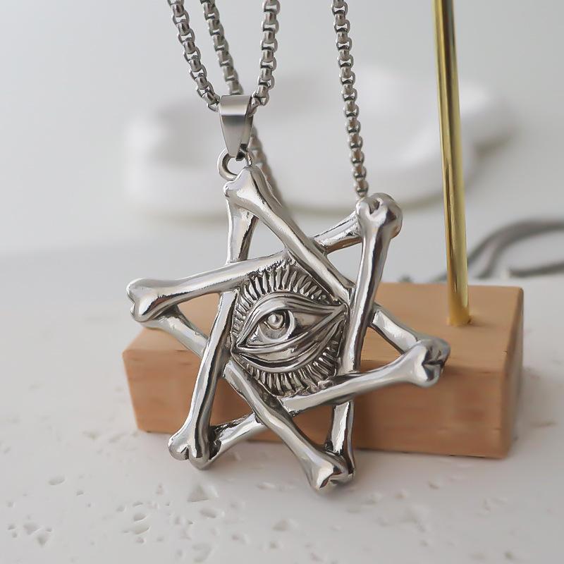 Горячая распродажа ювелирный сплав кулон ретро креативный шестиугольный звездный глаз модный мужской панк ожерелье