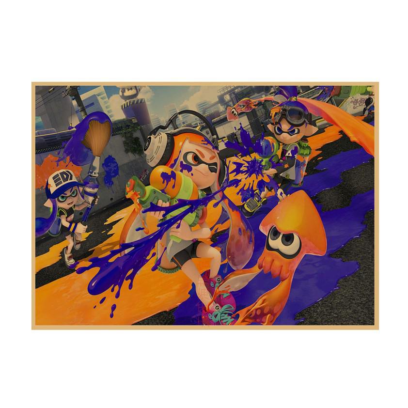 Splatoon Spray Warriors Ретро Аниме Постер для Игровых Комнат